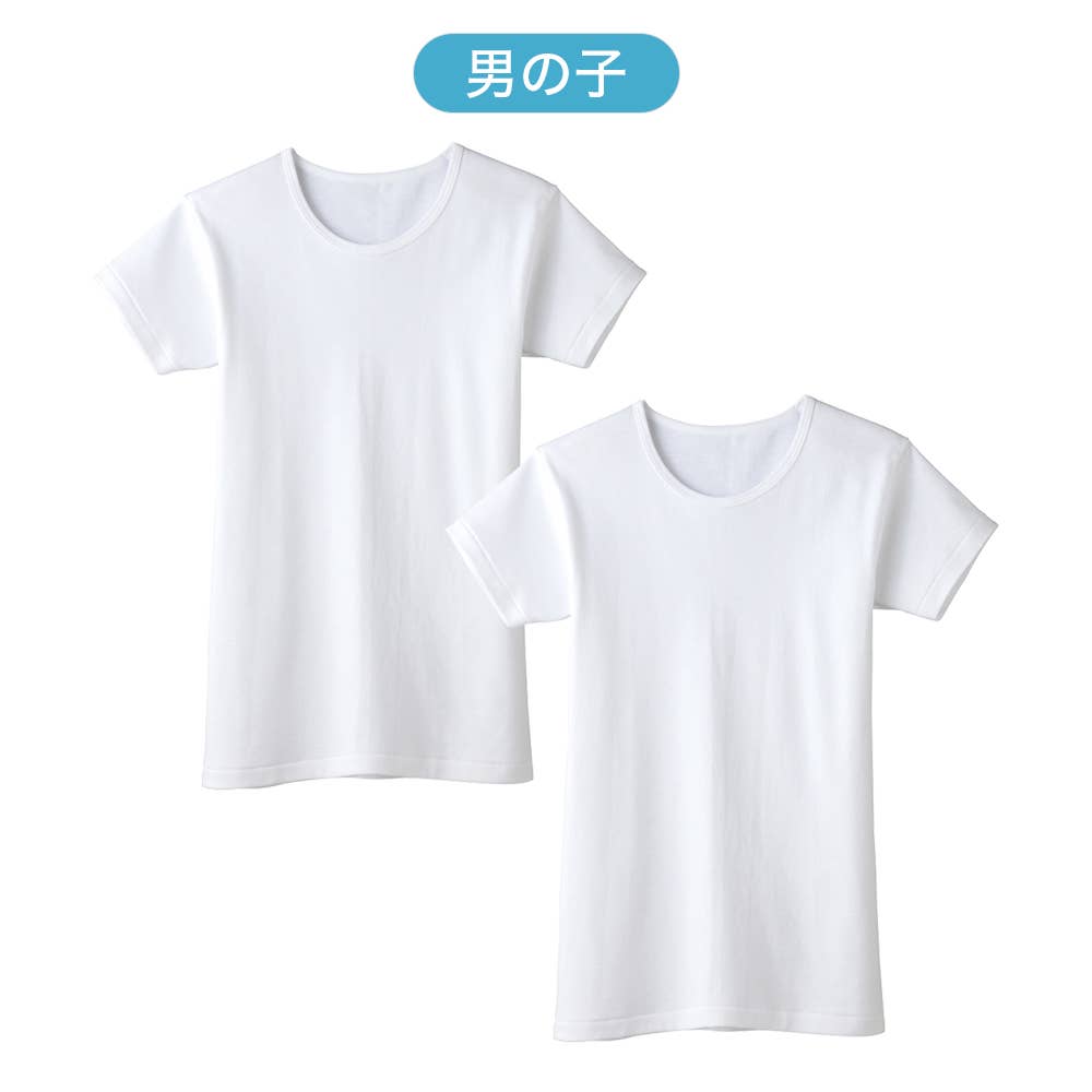 【厚手/綿100%】半袖シャツ(2枚組)(100~160cm)